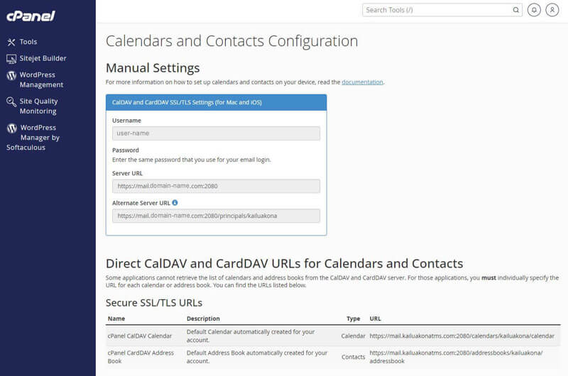 Email Calendar & Contact Configuration
